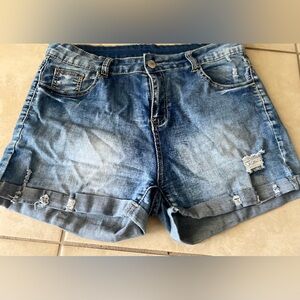 Super thin distressed and stretchy jeans shorts, XL